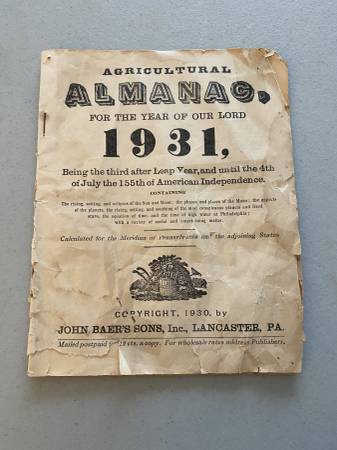 1931 agricultural almanac 1