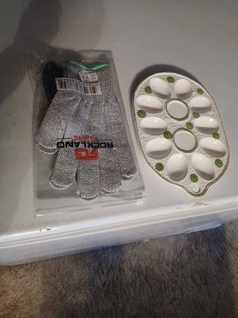 Oyster plate glove and knife 1