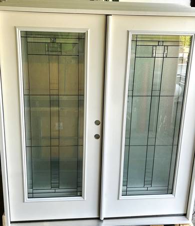 New 72" Full Deco Glass LH Inswing Fiberglass Exterior French Door 1