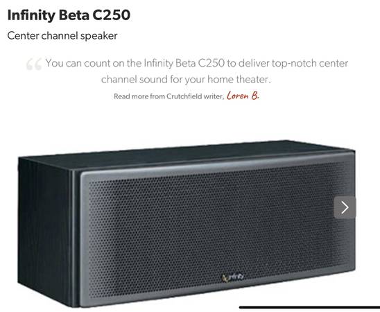 Infinity Beta C250 Center Channel Speaker 1