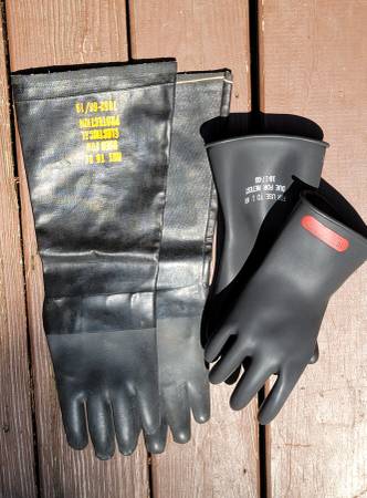Black Rubber Electrical Insulating Gloves Set 1