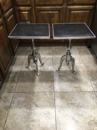 aluminum and marble stone pedestal style end accent table tables 1