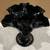 FENTON ART GLASS PINK ROSE ON BLACK EBONY COMPOTE CANDY DISH HANDPAINT 5 thumbnail