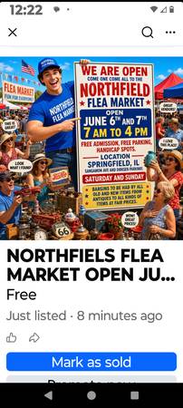 NORTHFIELD FLEA MARKET. SATURDAY&SUNDAY June 6TH-7th - 7 AM-4 PM**** 1