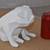 Modern White Polyresin Textiled Bulldog Sculpture Decor with Faceted Design 7 thumbnail