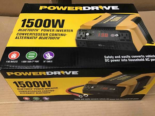 Powerdrive PD1500 1500W Power Inverter with Bluetooth 1