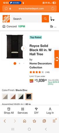 Royce Solid Black Hall Tree 1