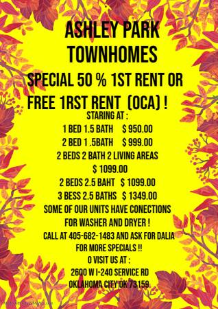 $1,349 / 3br - 1420ft2 - 3 BEDS 2.5 BATH TOWNHOME (Oklahoma City)63670520123779121