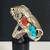 Vtg Native Signed Sterling Turquoise Coral Bear Claw Sz 12.5 Ring 9 thumbnail