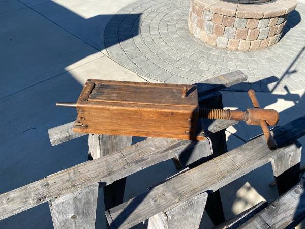 Early ventage antique wooden1800’s sausage stuffing press. 1