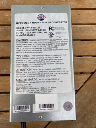 WFCO WF 9855 LIS Deck Mount Converter/Charger with Lithium Ion Switch 1