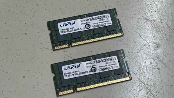 4 GB kit (2x 2GB) DDR2 laptop ram so-dimm 1