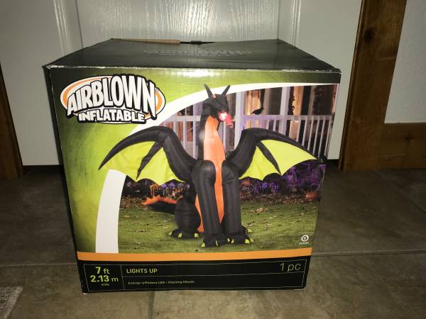 Halloween Inflatable Dragon with Flames - 7’ tall 1