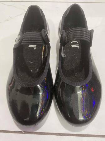 Girls 10w Wide Tap Shoes Black Leather 1