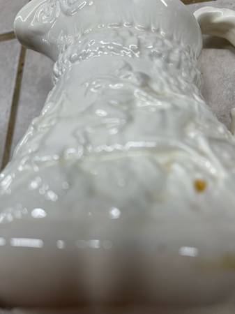 ($5)white ceramic pitcher-7''tall 1