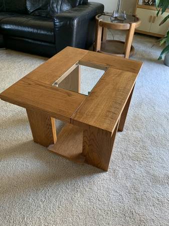 Rectangle Wooden End Table with Glass 1
