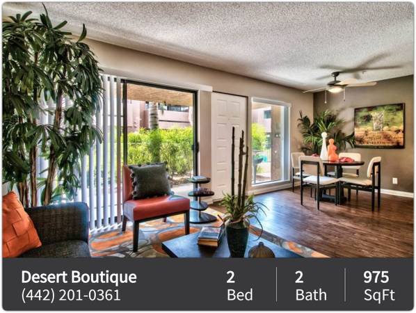 $2,386 / 2 habitaciones - 975 pies² - ¡Mucho espacio para llamarlo suyo! ¡Amplio de 2 habitaciones! ¡Hermoso vecindario! (Palm Springs - Cerca de The Plaza At Sunrise)63668320894337121