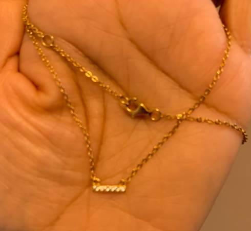 Yellow Sterling Silver Necklace with some Diamonds Stones 1