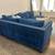BSC At Home Down filled navy velvet sectional sofa  with nailhead trim 2 thumbnail