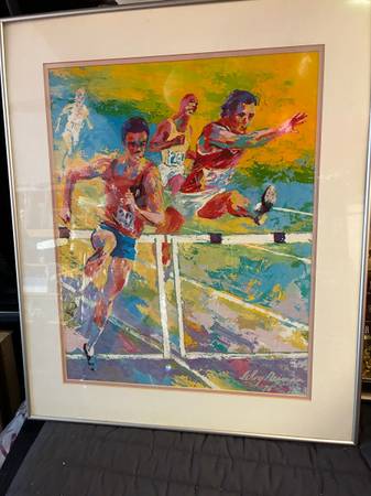 Leroy Neiman 1976 olympic hurdlers art print 23”W 28” H ex cond 1