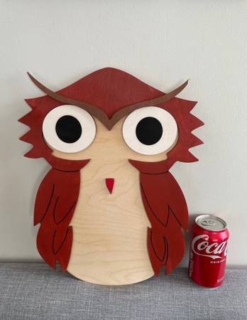 Nursery Decoration Animal Head Wooden 3D (OWL) 1