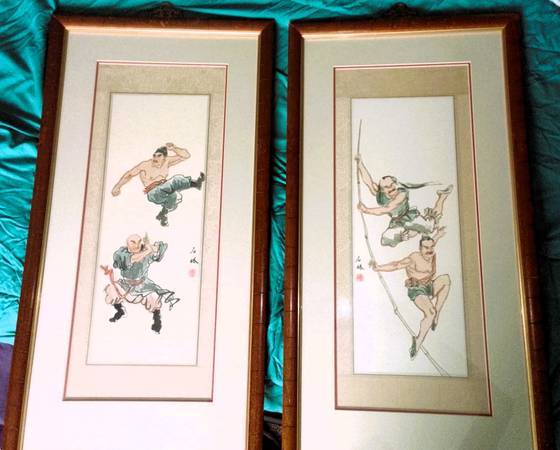 Wall Art - Antique Chinese Warrior Fighting Paintings 1