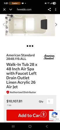 American Standard walk-in spa tub 1