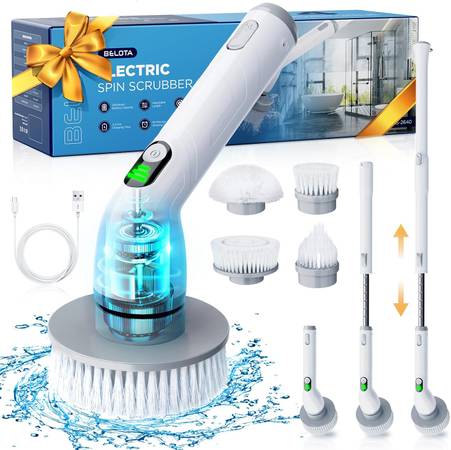 BELOTA Electric Spin Scrubber, Cordless Cleaning Brush for Effortless 1