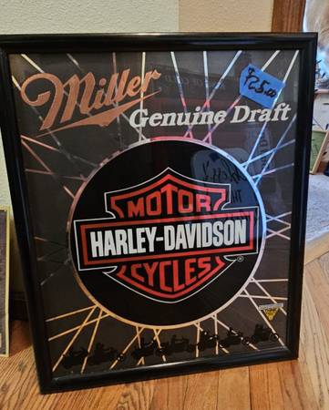 Nice Large "Miller Genuine Draft Harley Davidson" Sign 1