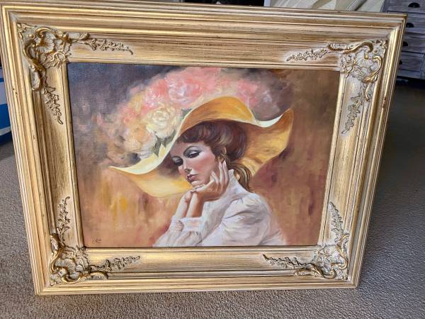 Beautiful vintage Oil Painting with gold frame - $595 (San Marcos)63471474575489120