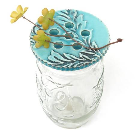 Flower Frog Ceramic Purple/Mauve All Fired Up! Ltd. New Fits Mason Jar 1