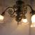 Antique Ornate Brass 3 Arm Semi Flushmount Fixture W/Shades 3 thumbnail