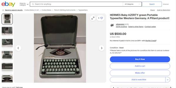 Hermes Baby Portable Typewriter - $195 (Palm desert)62926966138243121