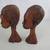 Vtg African Tribal Folkart Hand Carved Man & Woman Signed Wooden Busts 3 thumbnail
