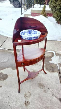 Period English Inlaid Mahogany Corner Washstand 1