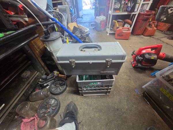 Grey tool box with tools 1