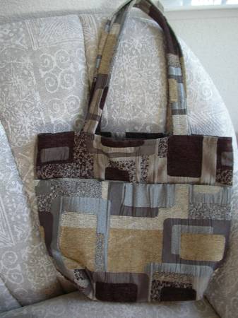 modernist brown tapestry tote bag purse 1