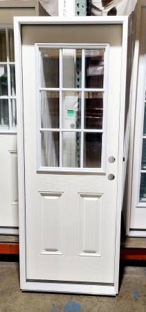 New 30" 9 Lite LH Inswing Fiberglass Exterior Entry Door 1