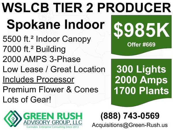 300-Light Spokane WSLCB Tier 2 P/P For Sale, Offer #669 1