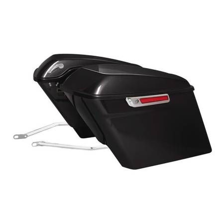Black OE Color Matched Stretched Saddlebag Conversion Harley Softail 1