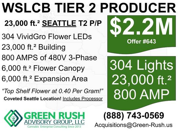 304-Light Seattle WSLCB Tier 2 Producer/Processor For Sale, Offer #643 1