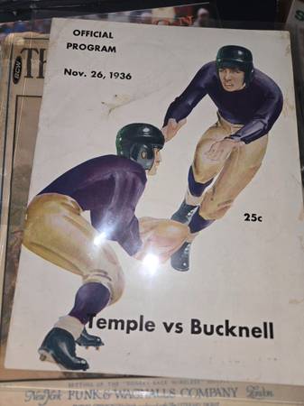Vintage 1936 temple vs bucknell football program 1
