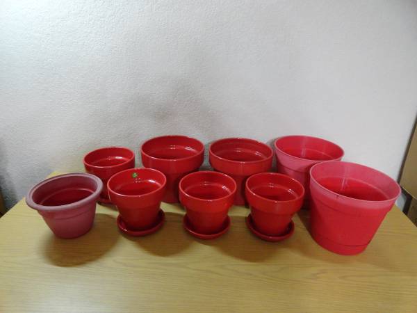 9 Red Flower Pots 9 for $25.00 1