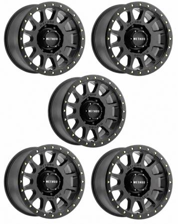 17x8.5 Method MR305 NV HD Matte Black Wheels 8x6.5 (0mm) SET OF 5 1