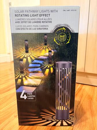 4 pack solar pathway lights with rotating light effect 1