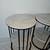 Pair Round Side Tables White Marble Colour Top Black Legs 1 thumbnail