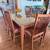 Solid CHERRY Amish dining table and 6 chairs - refinished top and custom glass 6 thumbnail