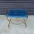 Vintage Mid Century Blue Tufted/ Gold Metal Frame Vanity Bench. 1 thumbnail