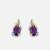 BRILLIANCE 10KT GOLD & STERLING SILVER GENUINE AMETHYST EARRINGS 1 thumbnail