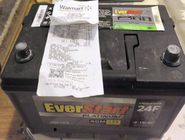 Size 24F Platinum Everstart AGM battery 9 months old  4 year warranty 1